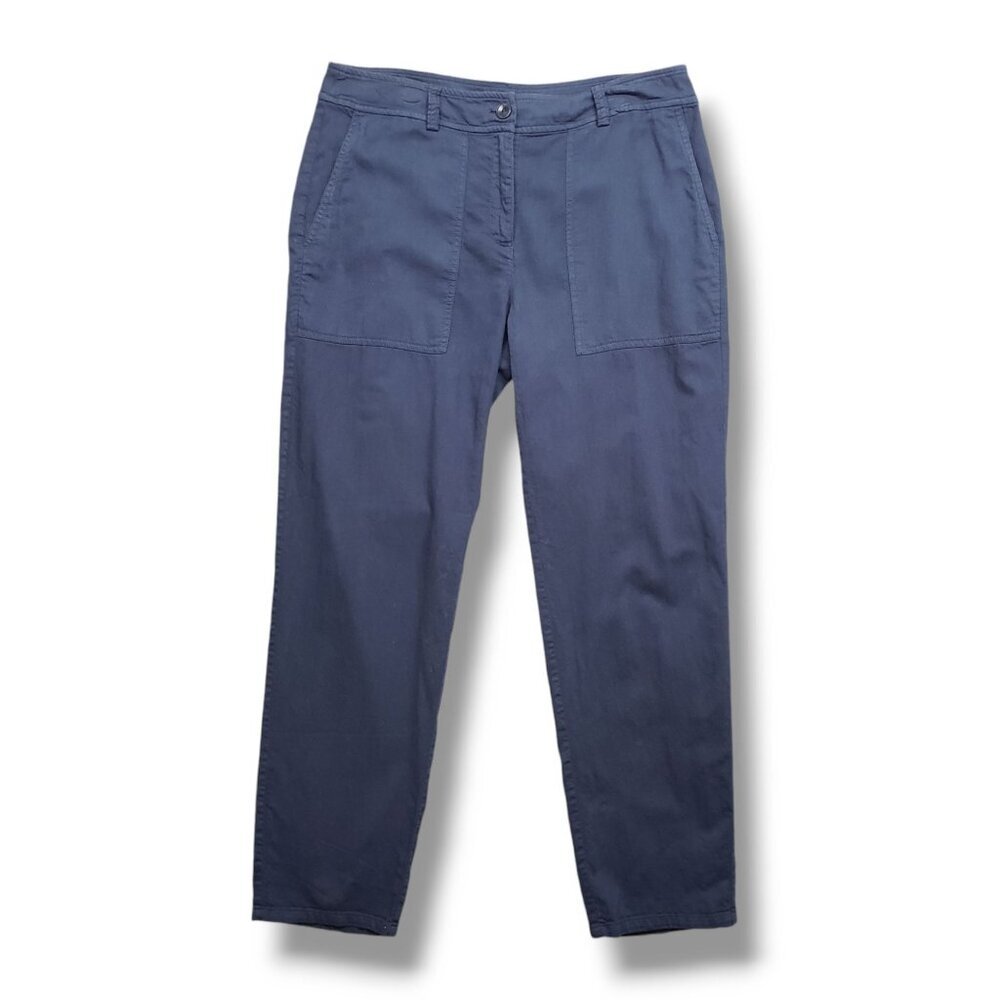 Eileen Fisher Organic Cotton Twill Pants Womens 6 Utility Tapered‎ Ankle Blue